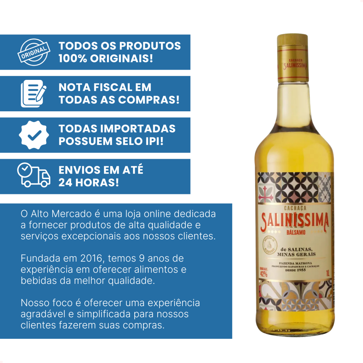 Cachaca Salinissima 1 Litro com Envio Imediato