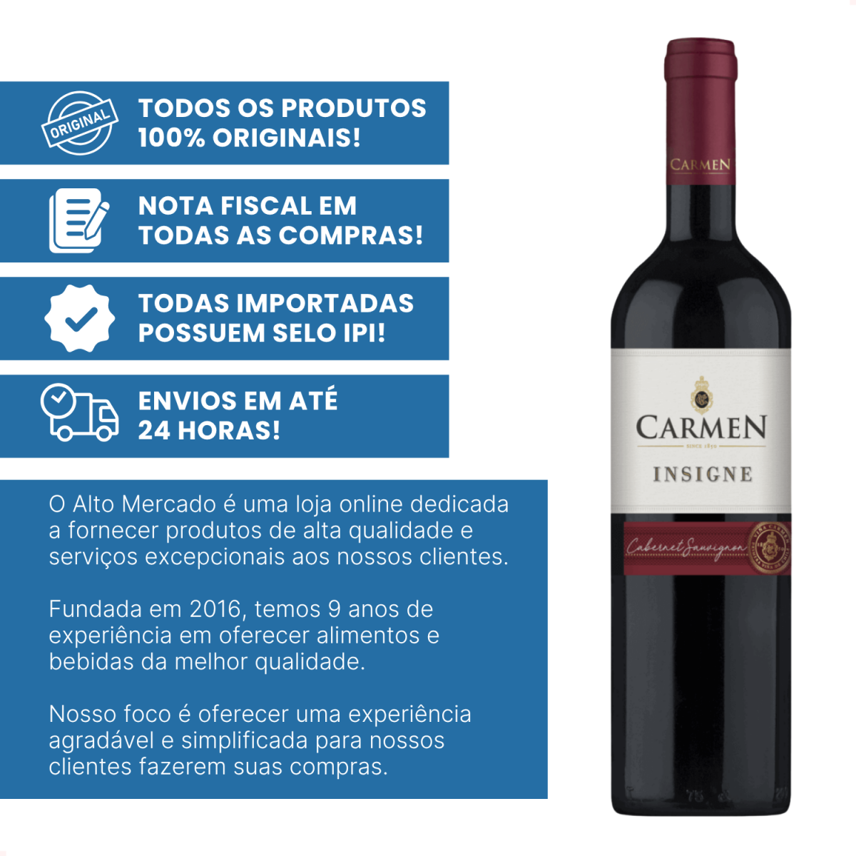 Vinho Tinto Chileno Carmen Insigne Cabernet Sauvignon 750ml