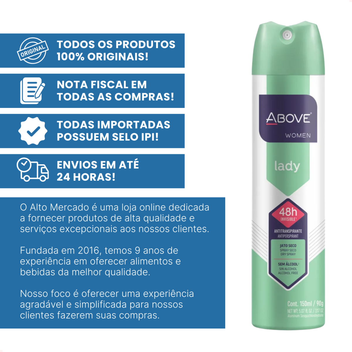 Desodorante Aerosol Above Lady Feminino 150ml