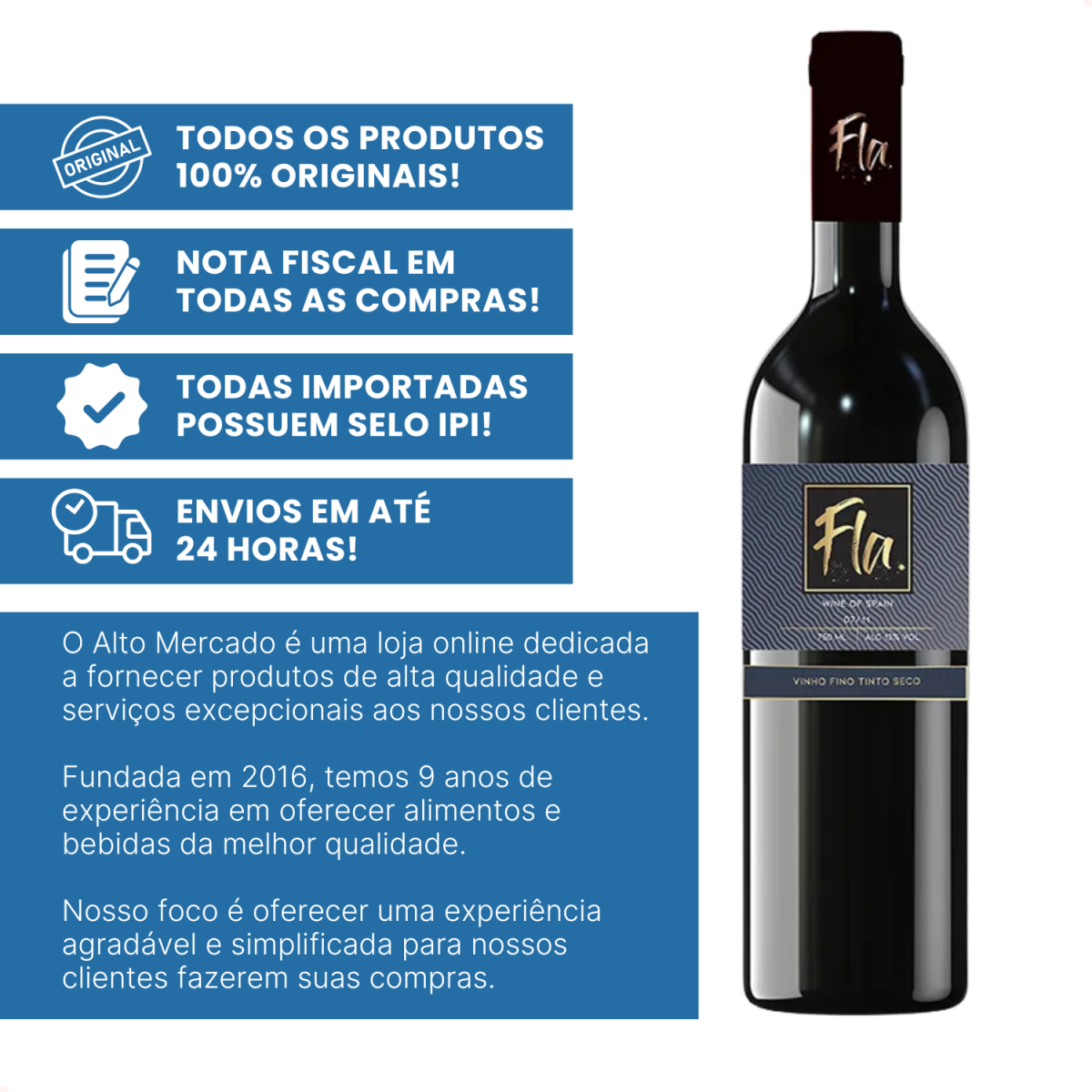 Vinho Tinto Espanhol Fla com 750ml