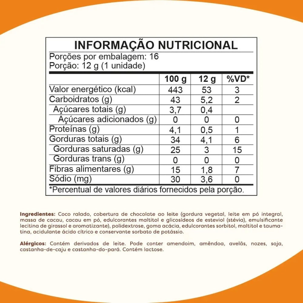 Bombom Com Coco Mini + Flormel Zero 12g 16 Unidades