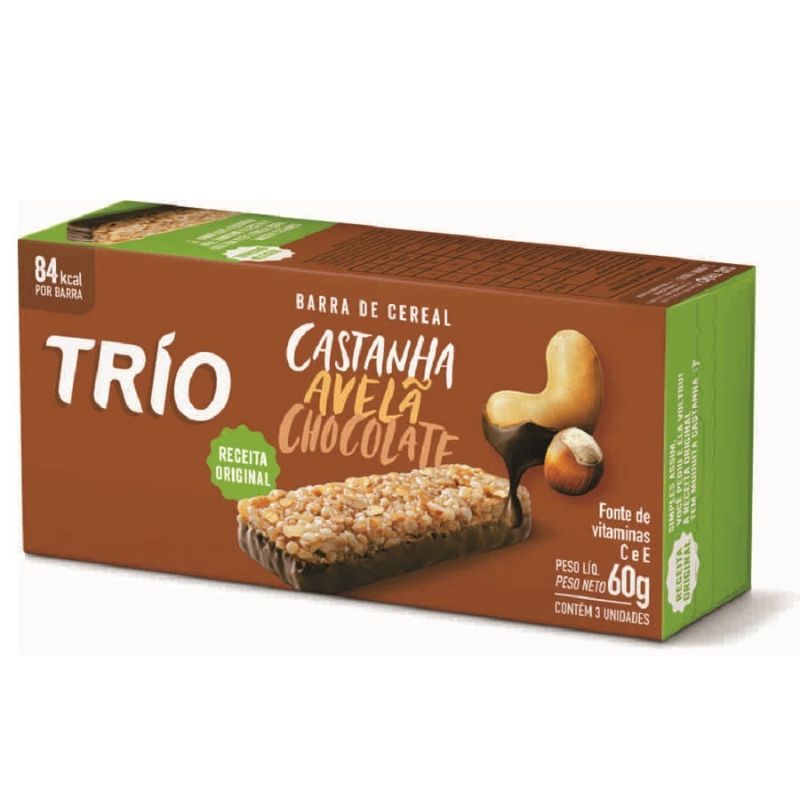 Barra Cereal Castanha E Avela Com Chocolate Trio 20g 3 Un