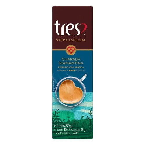 Cápsula Café Torrado E Moído Espresso Chapada Diamantina Tres Safra Especial 10 Unidades