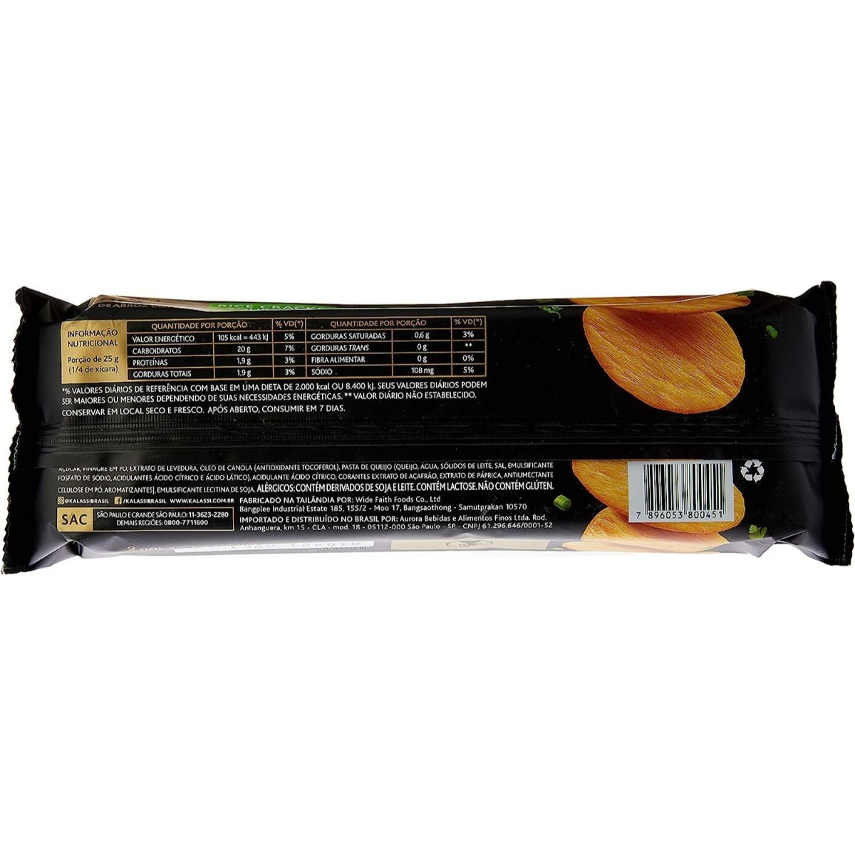 Snack De Arroz Queijo E Cebola Kalassi Pacote 100g