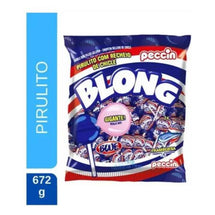 Pirulito Blong Blue Com Cliclete Framboesa Peccin 672g