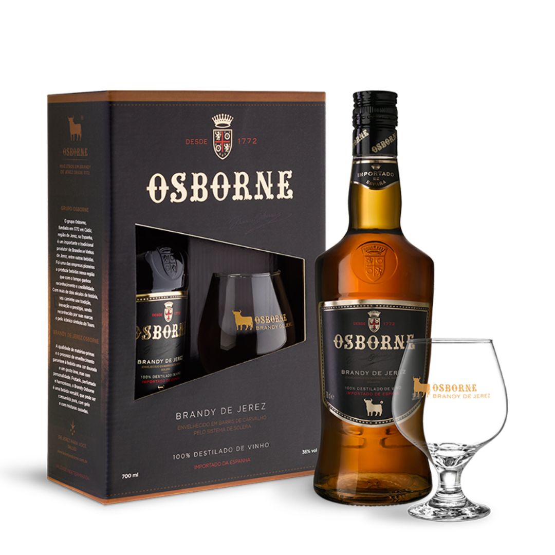 Kit Brandy De Jerez Osborne Osborne Sabor 700 Ml + 1 Taça