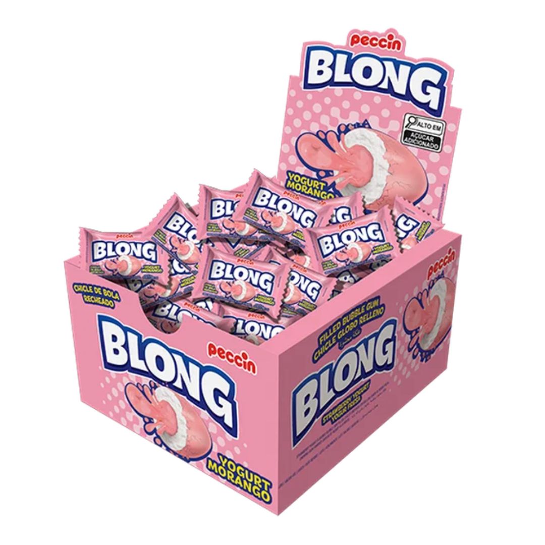 Chiclete Blong Yogurt Morango Display Com 40 Unidades De 200g
