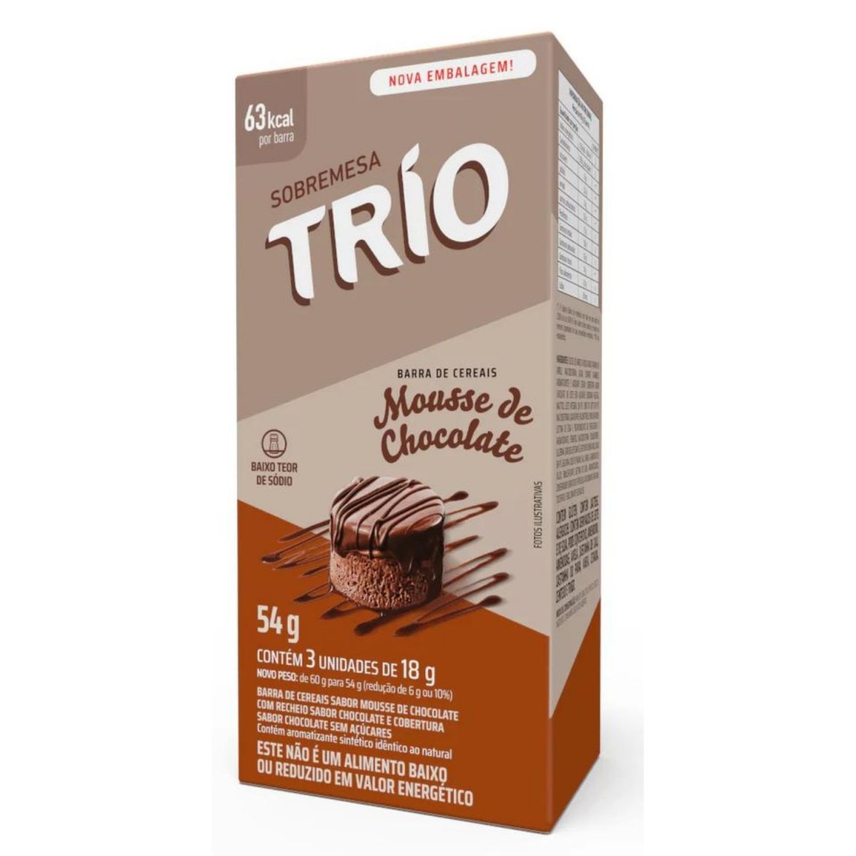 Barra Cereal Sm Mousse Choc. Trio 3 Unidades 18g