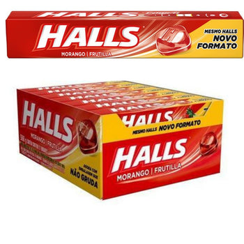 Bala Halls Morango Caixa Com 21 Unidades 28g