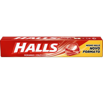 Bala Halls Morango Caixa Com 21 Unidades 28g