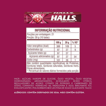 Bala Halls Cereja Caixa Com 21 Unidades 28g