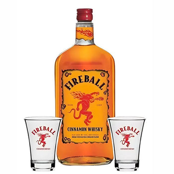 Licor De Canela Fireball 750ml Kit Com 2 Copos Shot