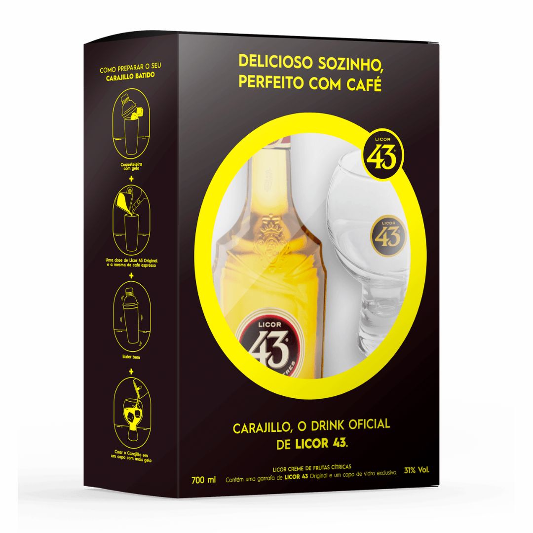 Licor 43 Diego Zamora 700ml Kit Com Copo Balon De Vidro