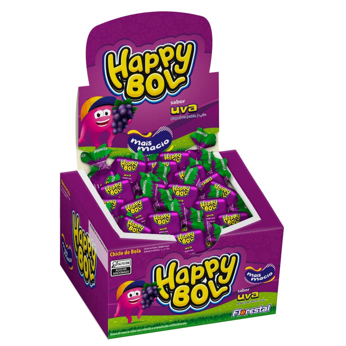 Chiclete Florestal Happy Bol Uva 140G