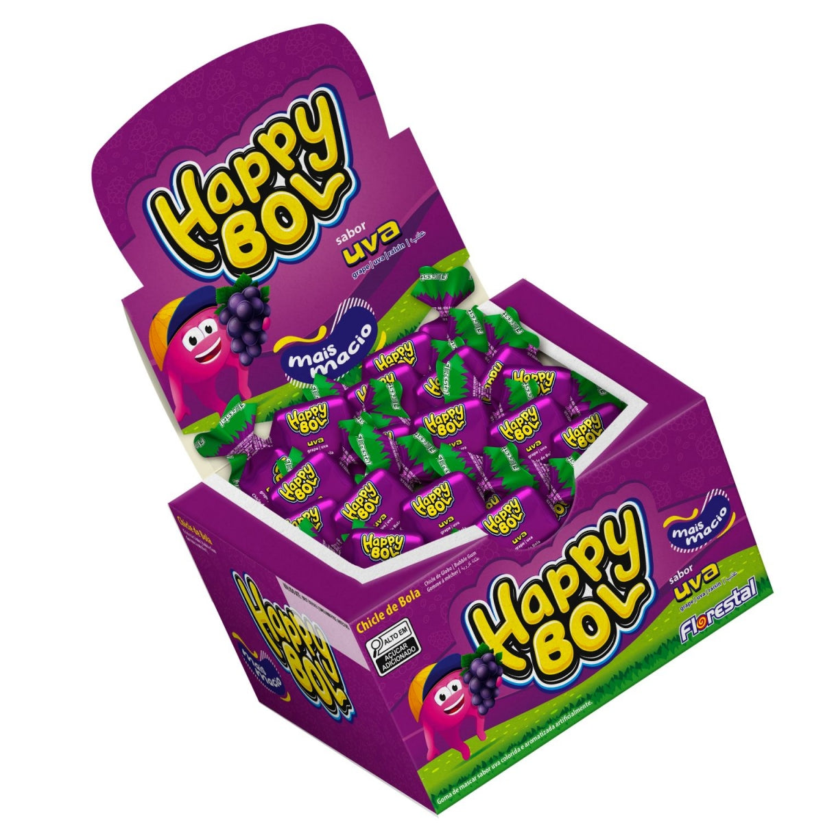 Chiclete Florestal Happy Bol Uva 140G