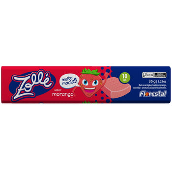 Bala Drops Mastigavel Zolle Morango 10 Unidades De 35G