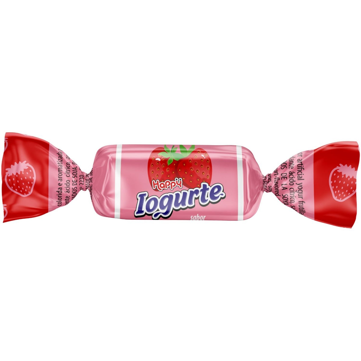 Bala Mastigável Happy Iogurte Morango Florestal 500G
