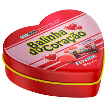 Balinha Coração Morango Florestal Lata 10 Unidades De 40G