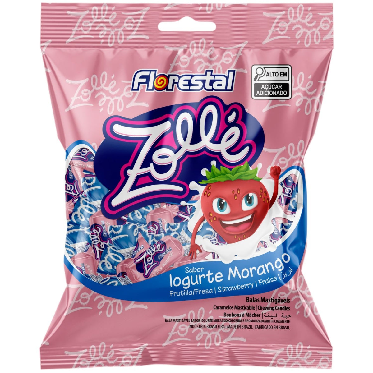 Bala Florestal Mastigável Zolle Iogurte Morango 125G