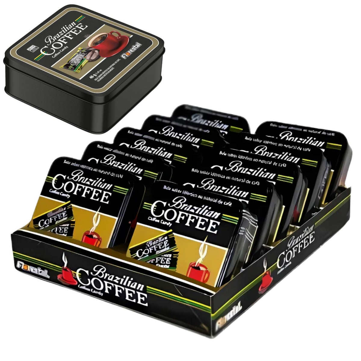 Bala Brazilian Coffee Lata 40G Display Com 10 Unidades