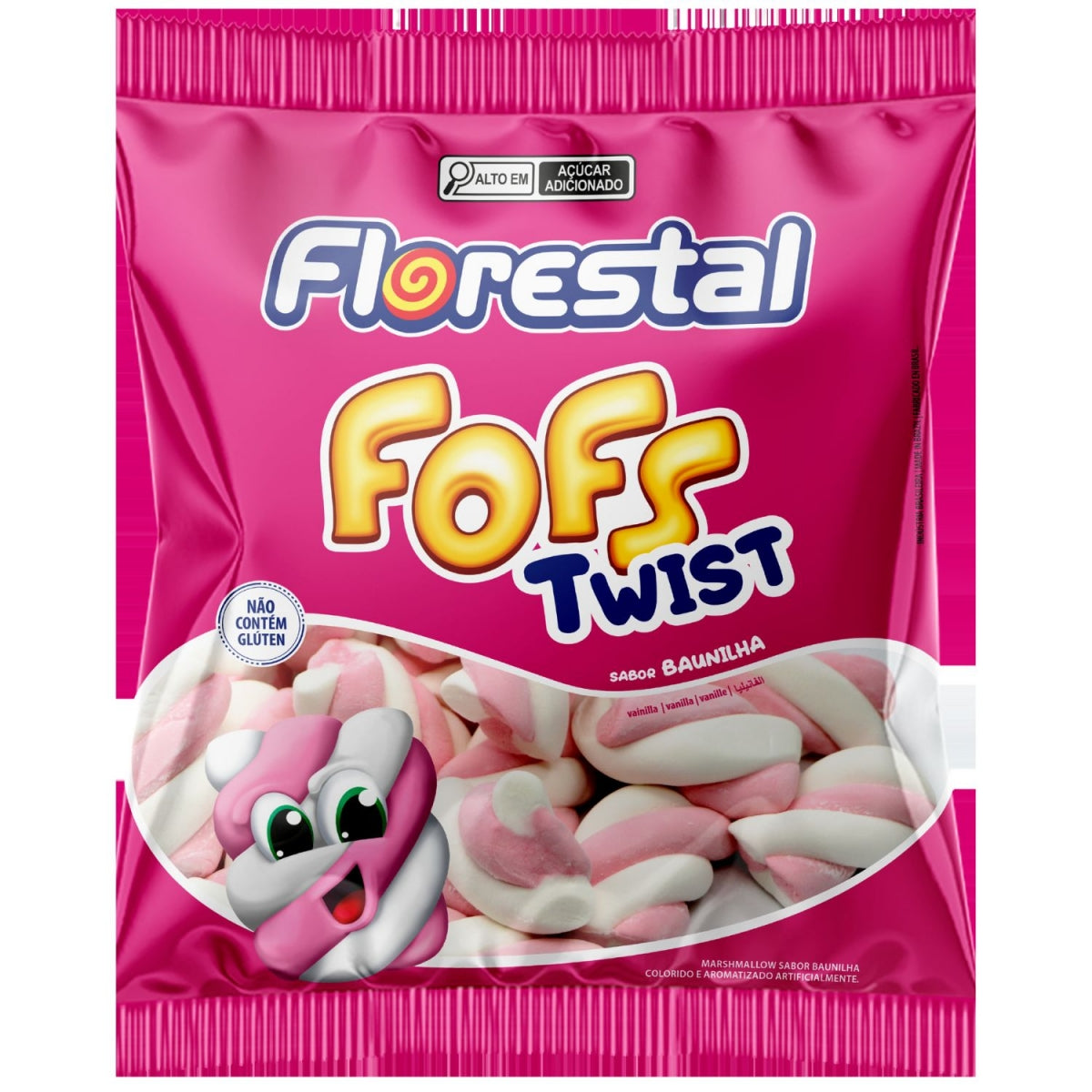 Marshmallow Florestal Fofs Twist Rosa Branco 220G Kit Com 6
