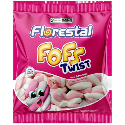 Marshmallow Florestal Fofs Twist Rosa Branco 220G Kit Com 6