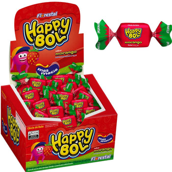 Chiclete Happy Bol Morango Display 140G