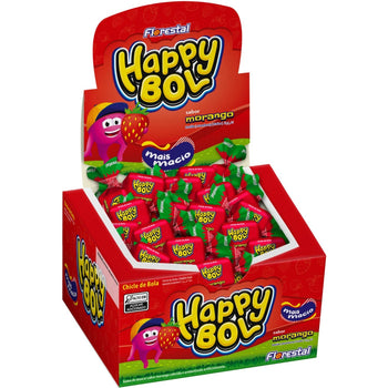 Chiclete Happy Bol Morango Display 140G