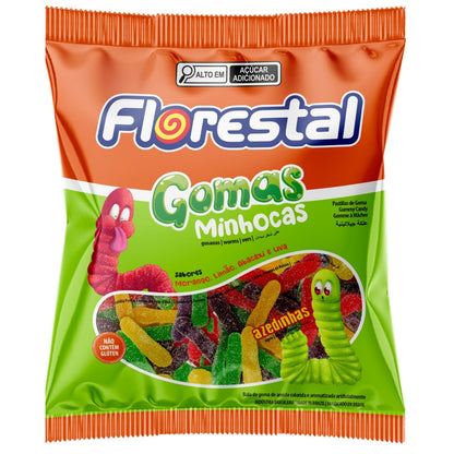 Bala De Goma Minhocas Azedinhas 5 Unidades De 200G