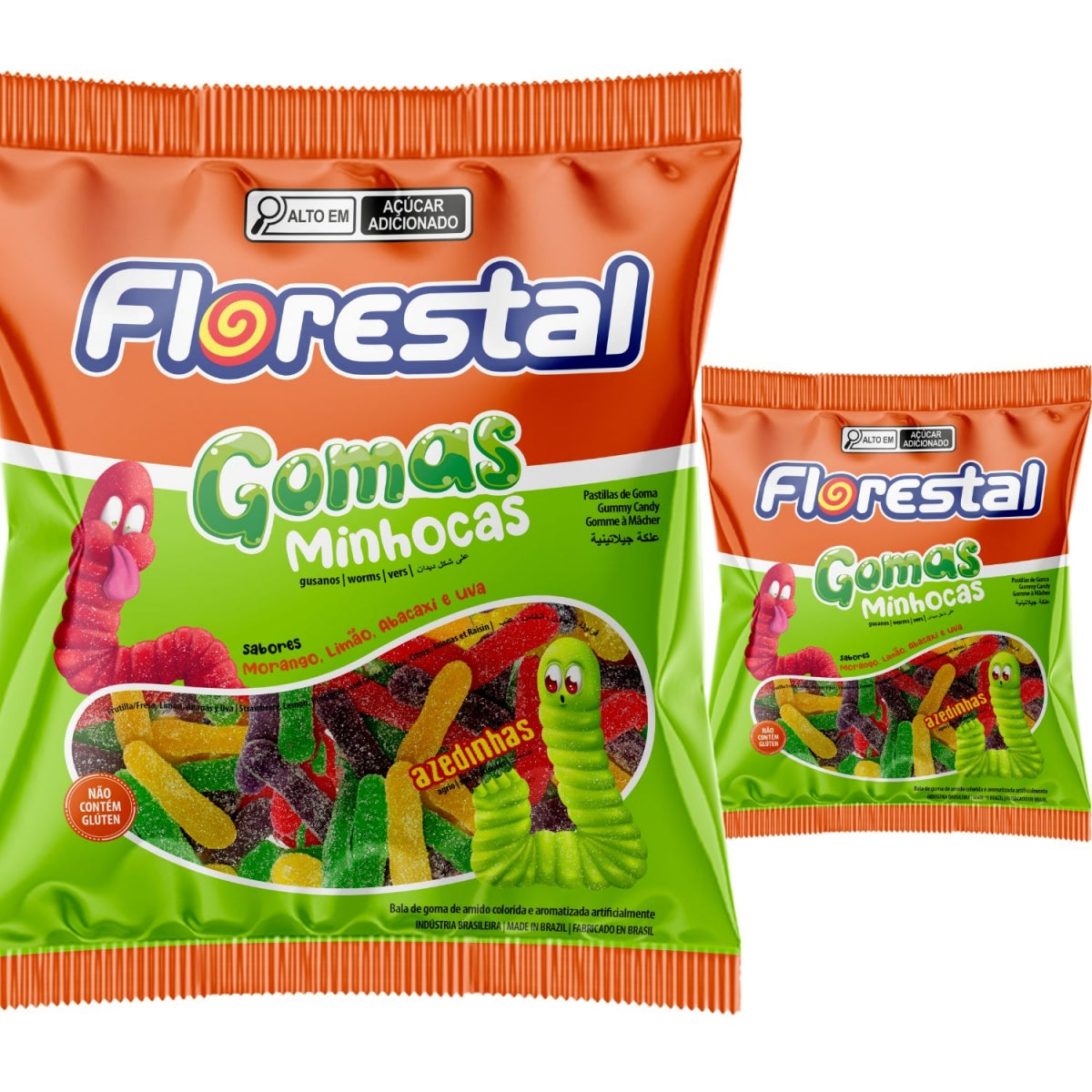 Bala De Goma Minhocas Azedinhas 5 Unidades De 200G