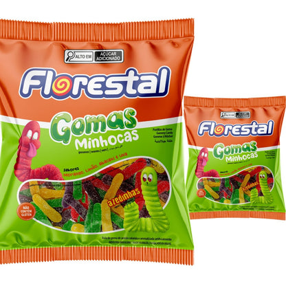 Bala De Goma Minhocas Azedinhas 5 Unidades De 200G