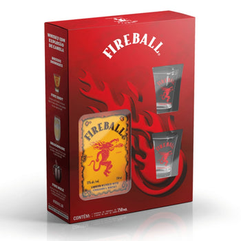 Licor De Canela Fireball 750ml Kit Com 2 Copos Shot