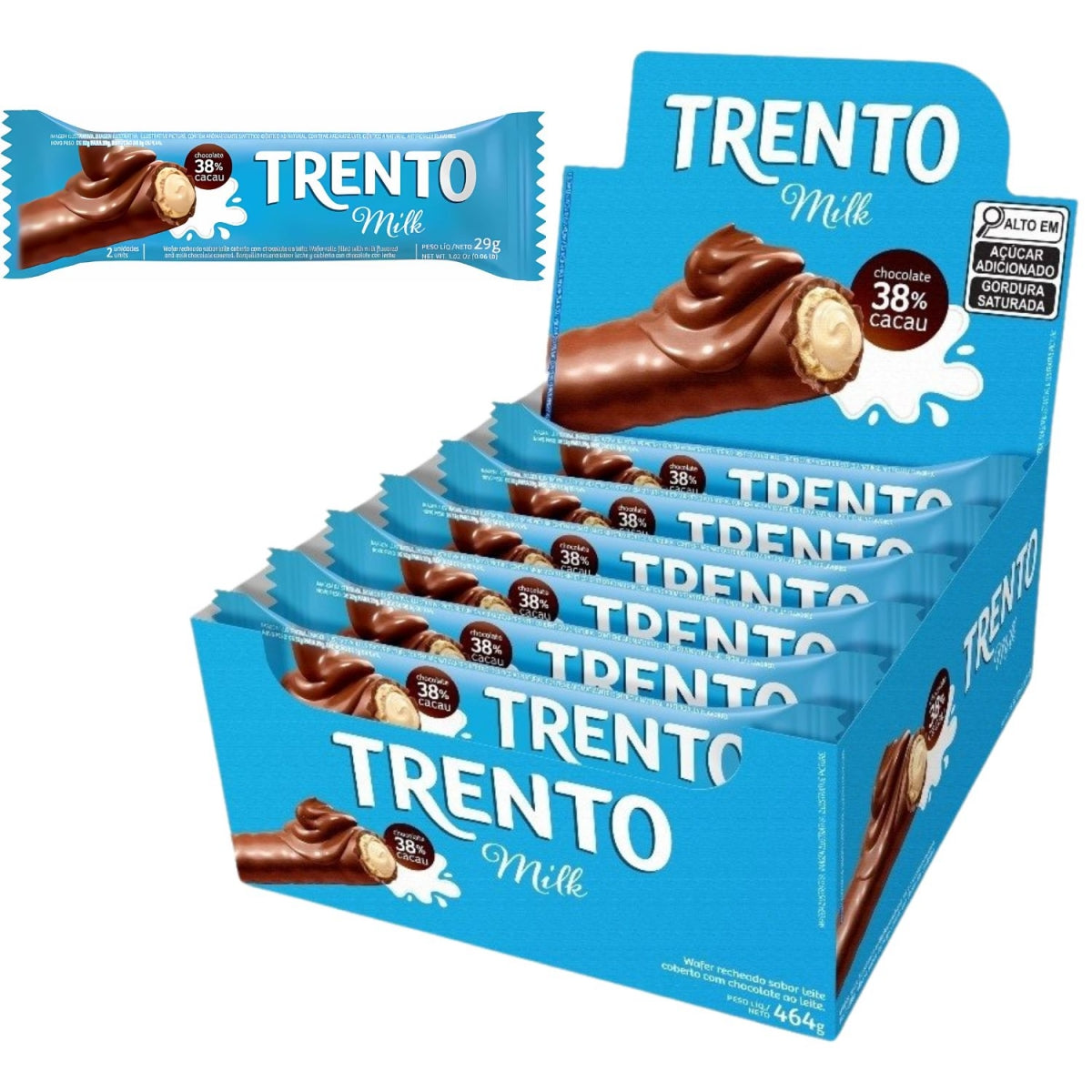 Chocolate Trento Wafer Milk 29g Display com 16 Unidades