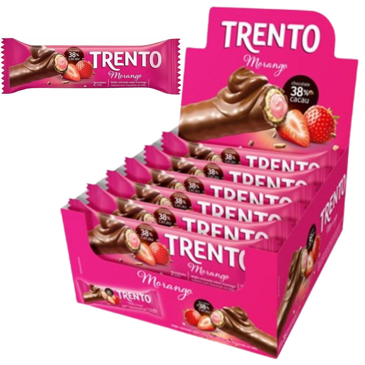 Chocolate Trento Morango 29g Display Com 16 Unidades