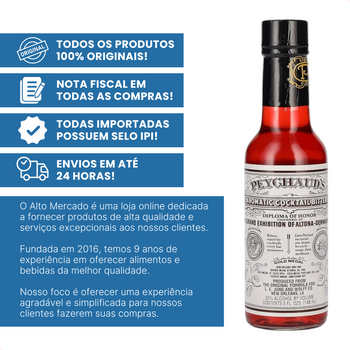 Bitters Peychauds Aromatic Cocktail com 148ml para Coquetéis