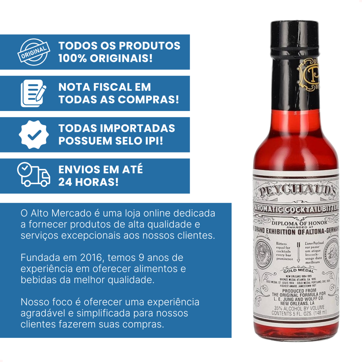 Bitters Peychauds Aromatic Cocktail com 148ml para Coqueteis
