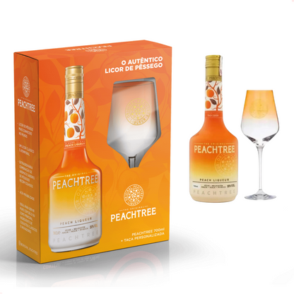 Kit Licor Fino de Pessego Peachtree Garrafa 700ml Com Taca