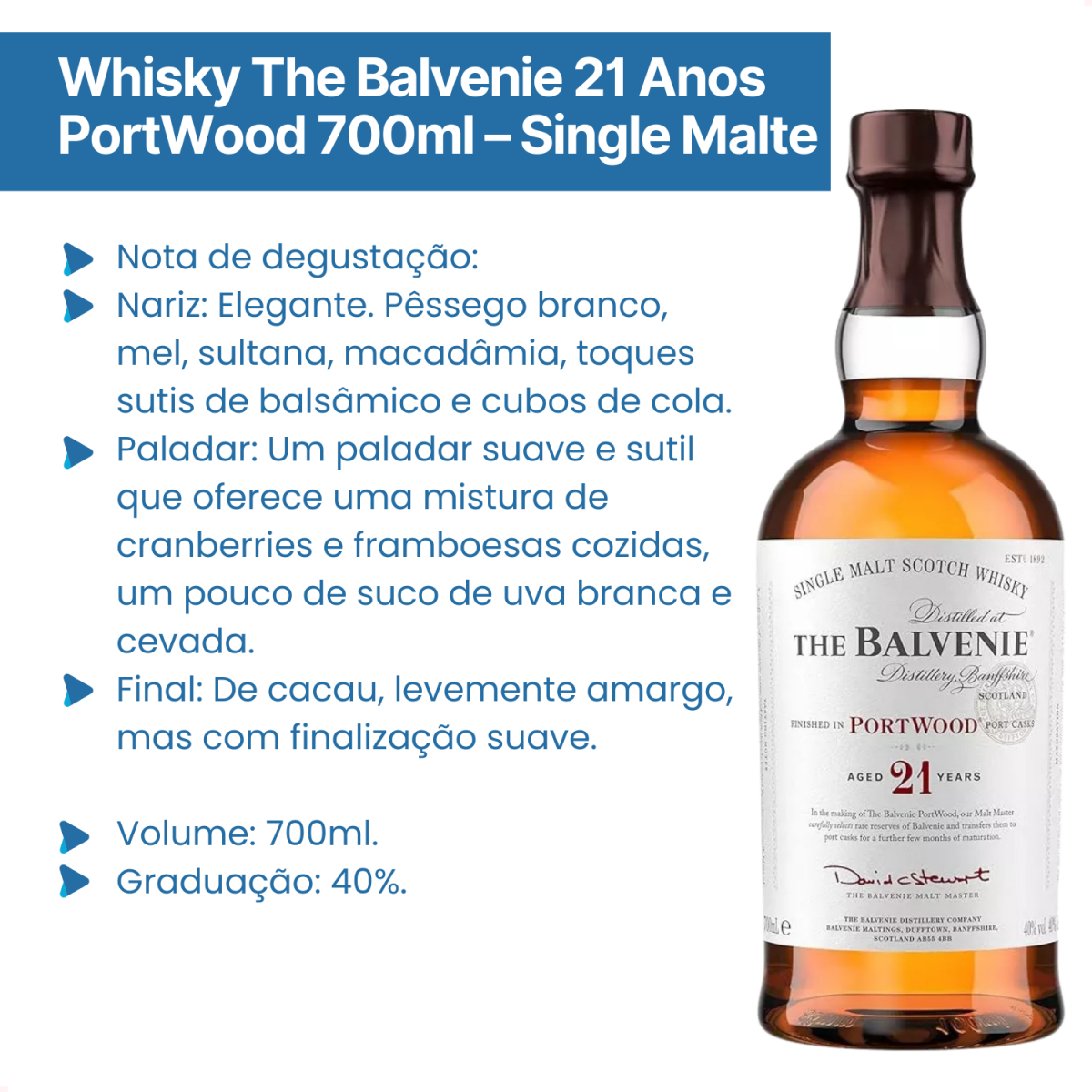 Whisky The Balvenie 21 Anos PortWood 700ml Single Malte Full