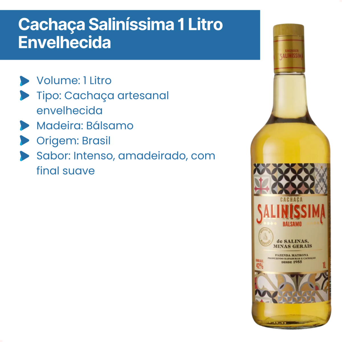 Cachaca Salinissima 1 Litro com Envio Imediato