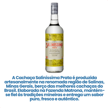 Cachaça Saliníssima Prata 1000 ml com Envio Imediato