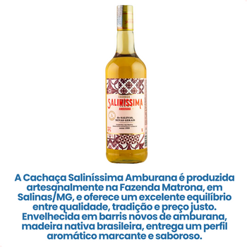 Cachaça Salinissima Amburana 1000 mL com Envio Imediato