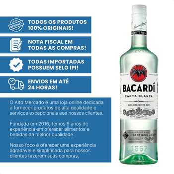 Rum Bacardi Superior Carta Blanca 700ml Envio Imediato