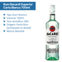 Rum Bacardi Superior Carta Blanca 700ml Envio Imediato