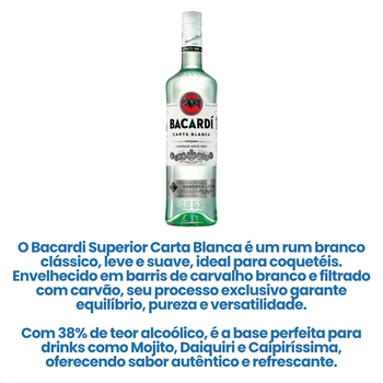 Rum Bacardi Superior Carta Blanca 700ml Envio Imediato