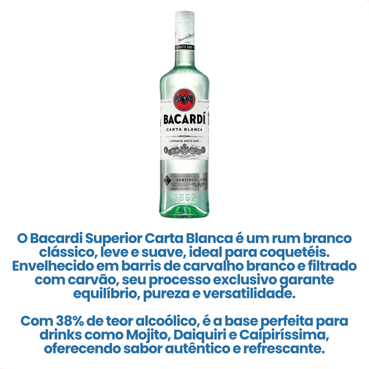 Rum Bacardi Superior Carta Blanca 700ml Envio Imediato