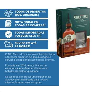 Kit Whisky Buffalo Trace Bourbon 750ml + Copo de Vidro