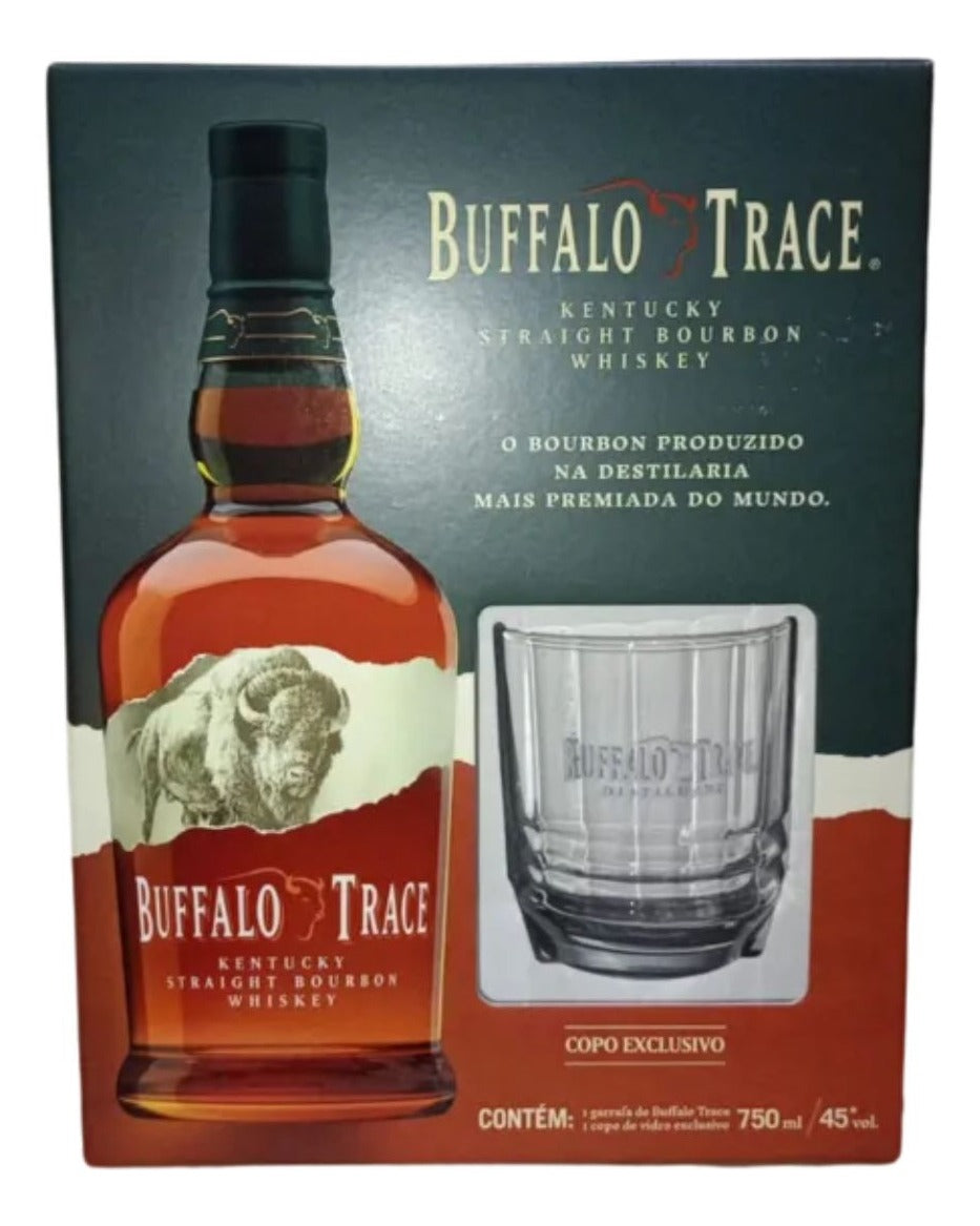 Kit Whisky Buffalo Trace Bourbon 750ml + Copo de Vidro