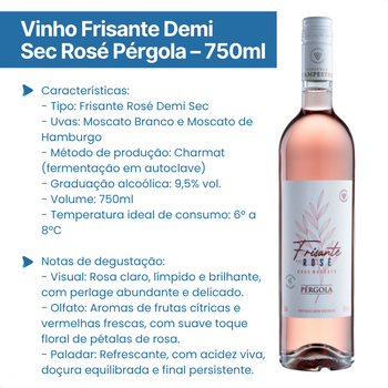 Vinho Frisante Demi Sec Rosé Pérgola 750ml