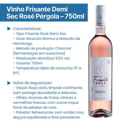 Vinho Frisante Demi Sec Rose Pergola 750ml