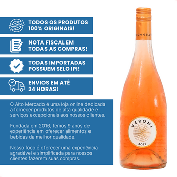 Vinho Veroni Rosé com 750ml Meio Seco Chile - Envio Imediato